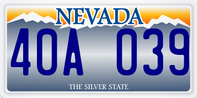 NV license plate 40A039