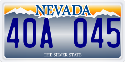 NV license plate 40A045