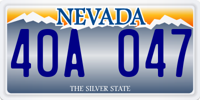 NV license plate 40A047