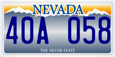 NV license plate 40A058
