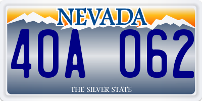 NV license plate 40A062