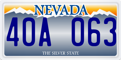 NV license plate 40A063