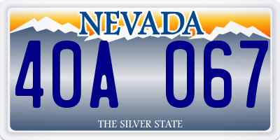 NV license plate 40A067