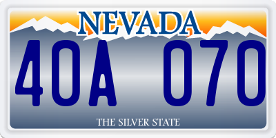 NV license plate 40A070