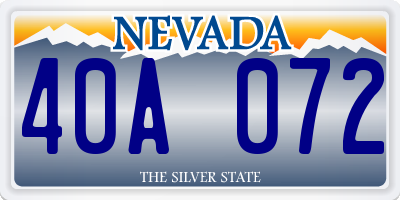 NV license plate 40A072