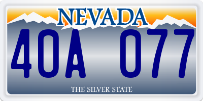 NV license plate 40A077