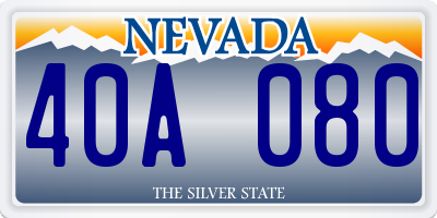 NV license plate 40A080