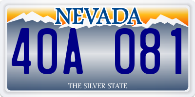 NV license plate 40A081