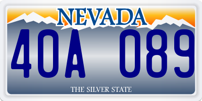 NV license plate 40A089