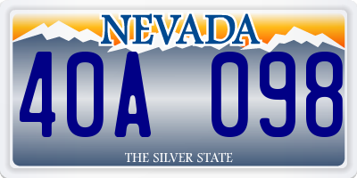 NV license plate 40A098