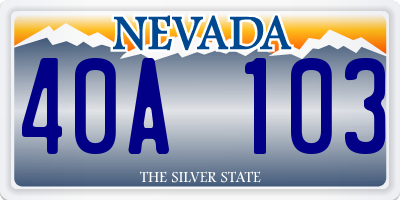 NV license plate 40A103