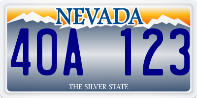 NV license plate 40A123