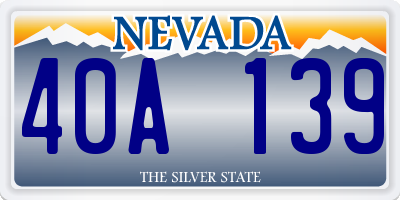 NV license plate 40A139