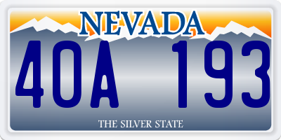 NV license plate 40A193