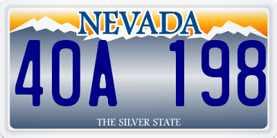 NV license plate 40A198