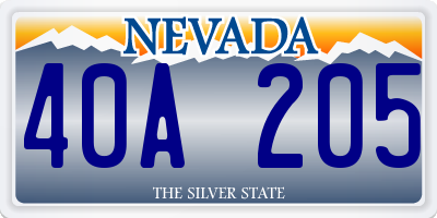 NV license plate 40A205