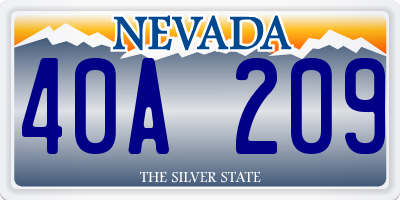 NV license plate 40A209