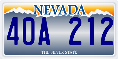 NV license plate 40A212