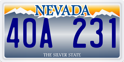 NV license plate 40A231