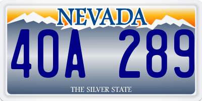 NV license plate 40A289