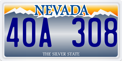 NV license plate 40A308