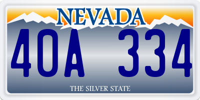 NV license plate 40A334