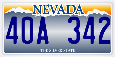 NV license plate 40A342