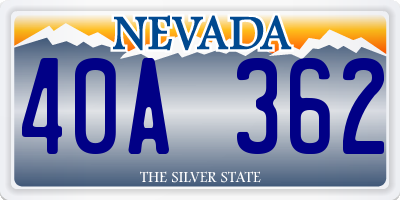 NV license plate 40A362