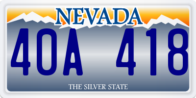 NV license plate 40A418