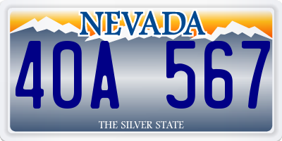 NV license plate 40A567