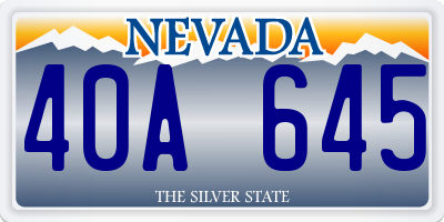 NV license plate 40A645
