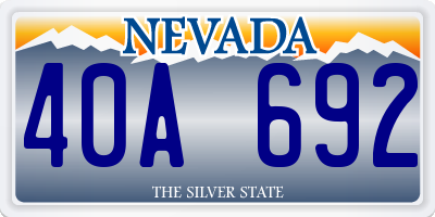 NV license plate 40A692