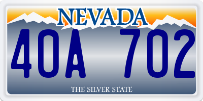 NV license plate 40A702