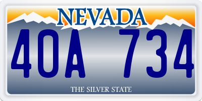 NV license plate 40A734