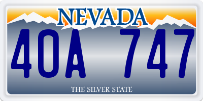 NV license plate 40A747