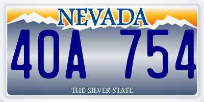 NV license plate 40A754