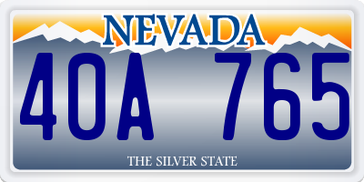 NV license plate 40A765