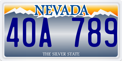 NV license plate 40A789