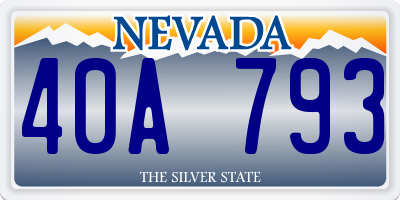 NV license plate 40A793