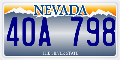 NV license plate 40A798