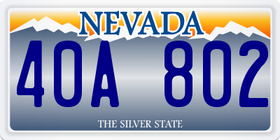 NV license plate 40A802