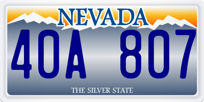 NV license plate 40A807