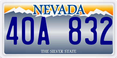 NV license plate 40A832