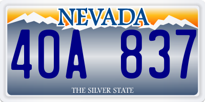 NV license plate 40A837