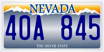 NV license plate 40A845