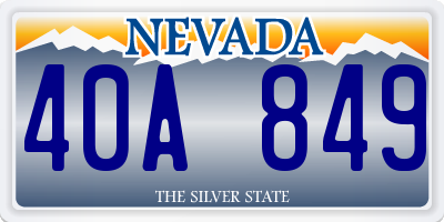 NV license plate 40A849