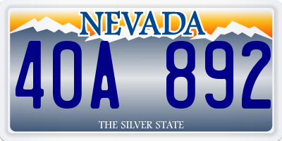 NV license plate 40A892