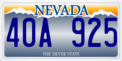 NV license plate 40A925