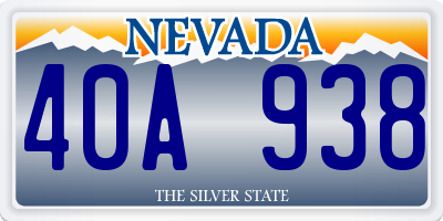 NV license plate 40A938