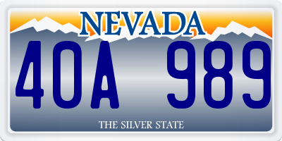 NV license plate 40A989